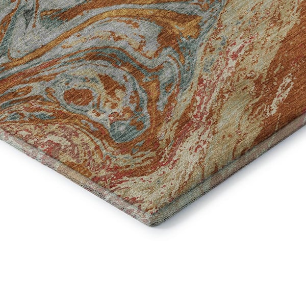 Mayfield Premium Machine Washable Abstract AMF1061 Paprika 2 ft. x 3 ft. Area Rug