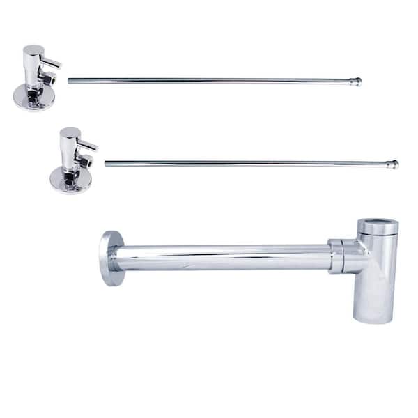 1-1/4 in. x 1-1/4 in. Brass Round Trap Lavatory Supply Kit Polished Chrome