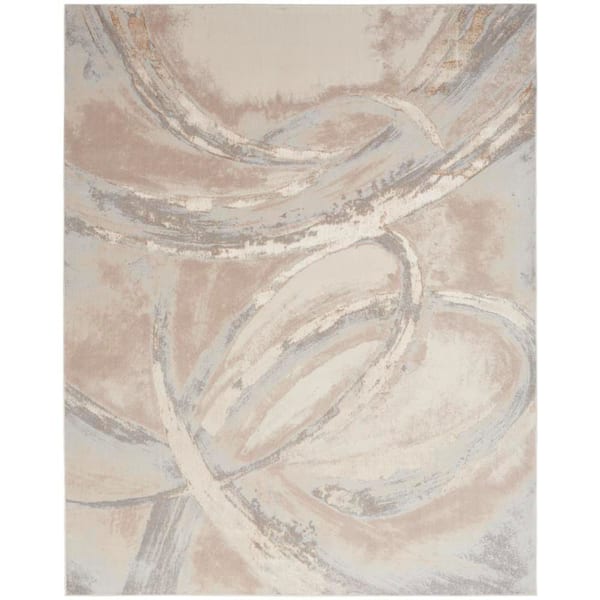 Brushstrokes Beige Grey 8 ft. x 10 ft. Brushstroke Contemporary Area Rug
