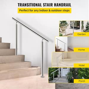 Handrail 39 in. x 34 in. Silver Stainless Steel Stair Railing Kit 551 lbs. Load Handrail Outdoor Stair Railing