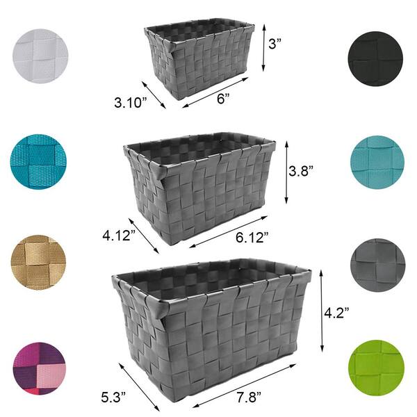 besteden vlotter rotatie 4.2 in. H x 5.3 in. W x 7.8 in. D Lime Green Checkered Woven Strap Cube  Storage Bin Baskets Totes Set of 3 8400140 - The Home Depot