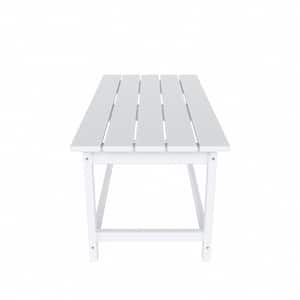 Laguna White Outdoor All Weather Fade Resistant HDPE Plastic Rectangle Patio Furniture Coffee Table