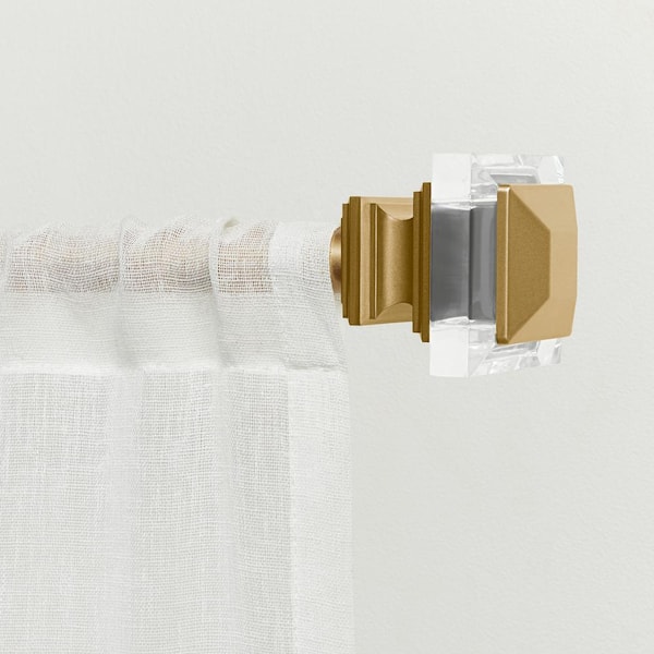 Exclusive Home Prism 1 Curtain Rod and Coordinating Finial Set, Gold, Adjustable 66-120