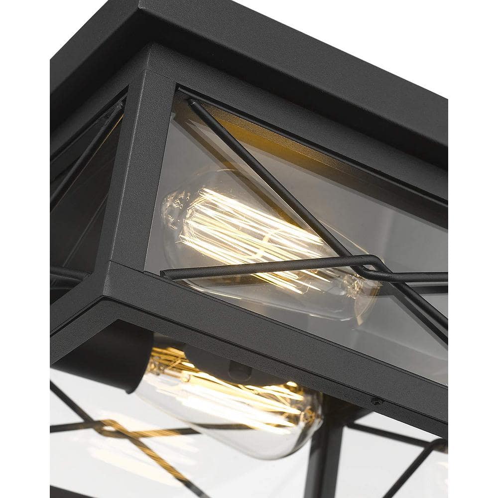 Black Glass 12-Inch Flush Mount Ceiling Light Fixture