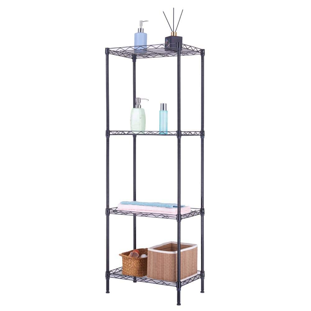 4 Tiers Metal Adjustable Garage Storage Shelving Unit in Black (17.72 in. W x 49.61 in. H x 11.81 in. D) -  Karl home, 468109362779