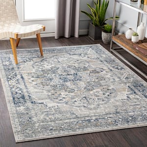 Grafton Taupe/Navy 8 ft. x 10 ft. Indoor Area Rug