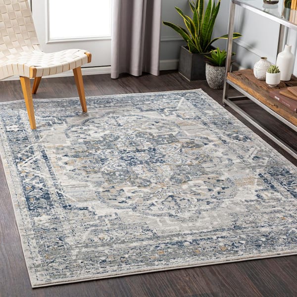 Grafton Taupe/Navy 8 ft. x 10 ft. Indoor Area Rug