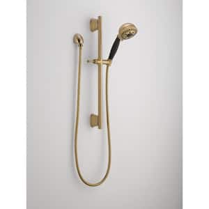 5-Spray Patterns 1.75 GPM 4.13 in. Wall Mount Handheld Shower Head with Slide Bar and H2Okinetic in Champagne Bronze