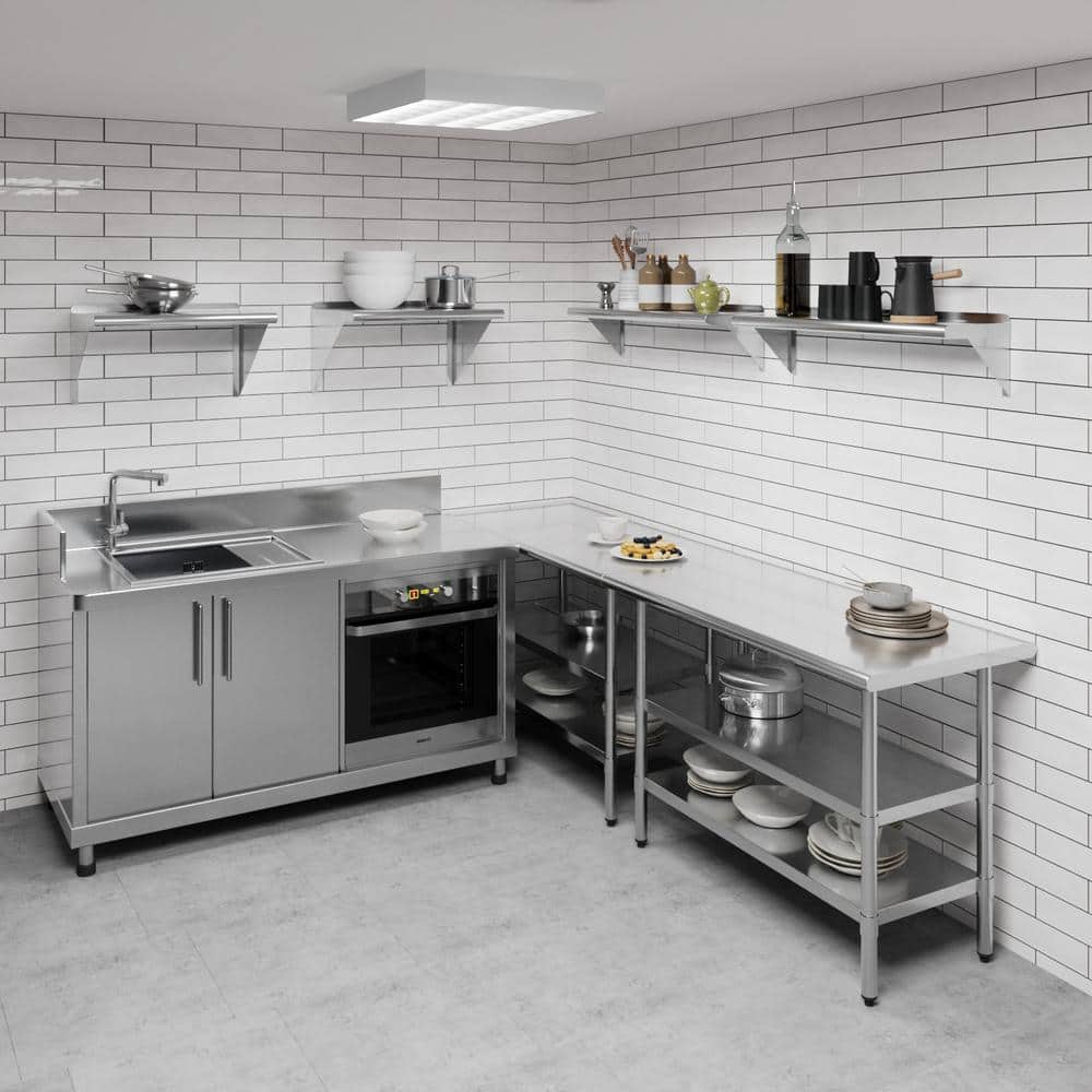 36" Stainless Steel Wall Shelf with Brackets