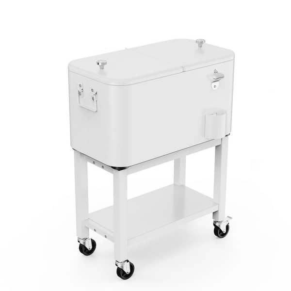 60 qt. White Detachable Food and Beverage Outdoor Cooler Cart