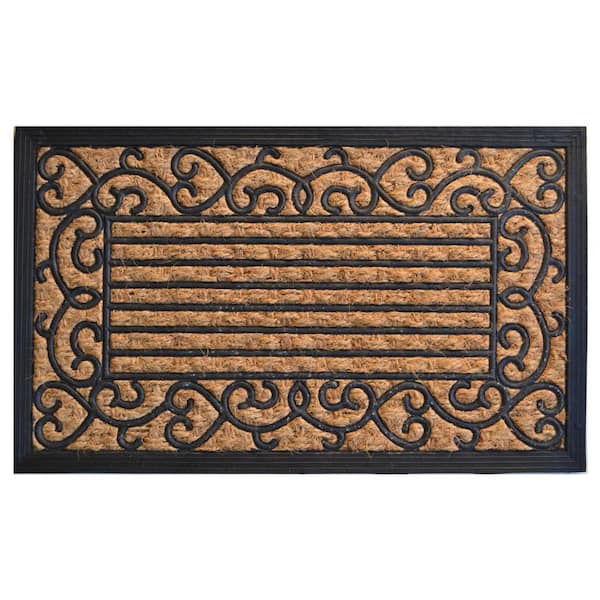 Multi-Colored 30 in. x 18 in. Rubber Non-Slip Indoor/Outdoor Door Mat