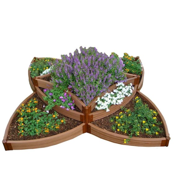 Frame It All Two Inch Series 8 ft. x 8 ft. x 16.5 in. Versailles Sunburst Classic Sienna Composite Raised Garden Bed Kit