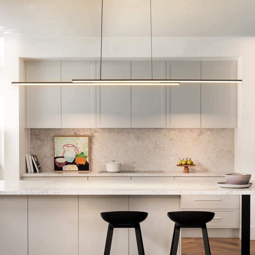 Bruges 31-Watt 2-Light Modern Linear Black Integrated LED 3000K Warm Light Pendant Light price history on PriceWatchPro
