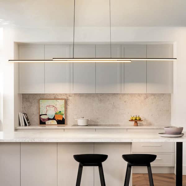 Bruges 31-Watt 2-Light Modern Linear Black Integrated LED 3000K Warm Light Pendant Light