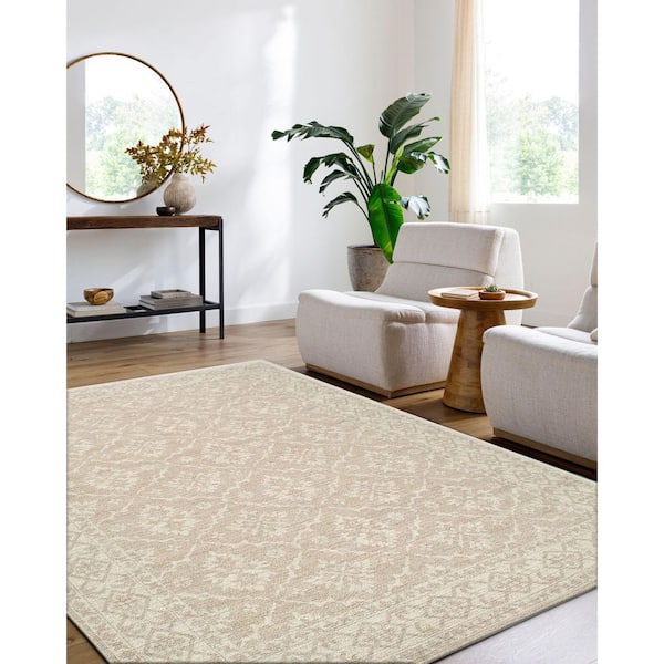 Nabela Noor Home Aram Oatmeal Traditional 7 ft. x 10 ft. Machine Woven Area Rug