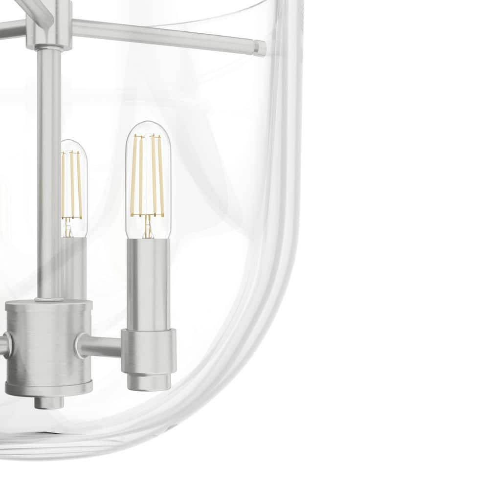 Sacha 11" Brushed Nickel and Glass Semi-Flush Mount Light