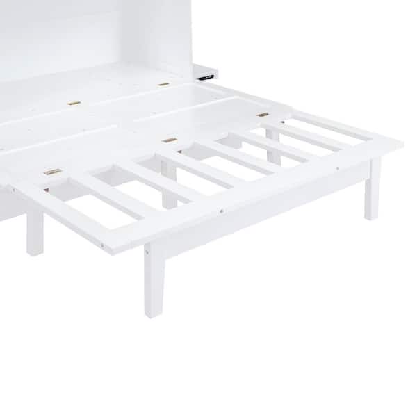 Harper & Bright Designs White Wooden Frame Queen Size Murphy Bed with a  Storage Shelf QHS248AAK - The Home Depot