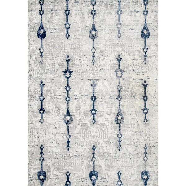 nuLOOM Lailah Lighten Tribal Silver 6 ft. 7 in. x 8 ft. 6 in. Area Rug