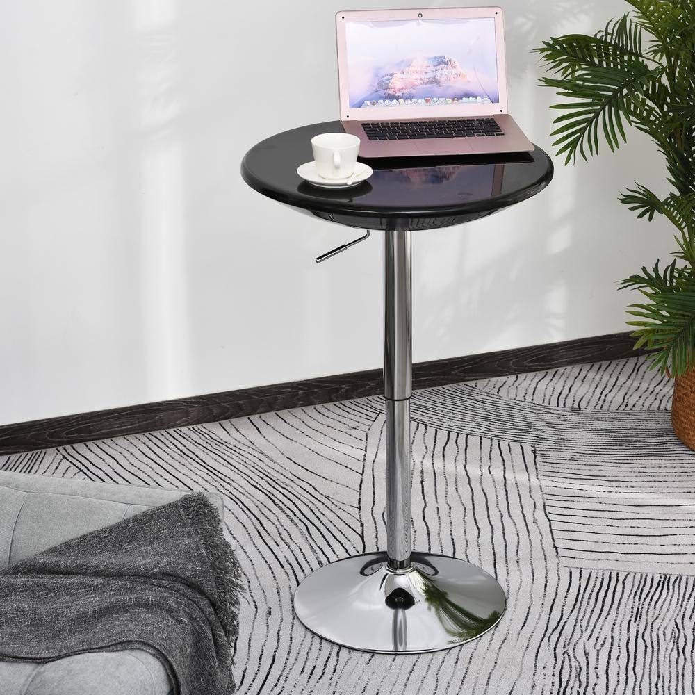 Elegant Round Wood 67cm Adjustable Dining Table in Black