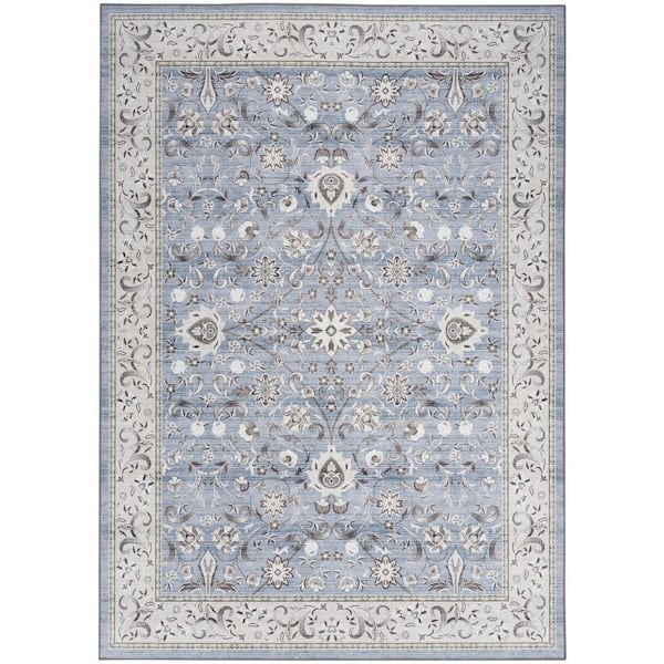 Nourison Vintage Home Blue 4 ft. x 6 ft. Center medallion Traditional Area Rug