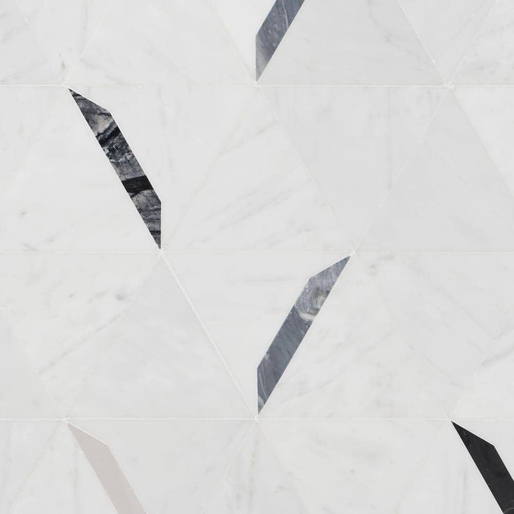 Santana Polished Gray Marble 12" x 20" Modern Mosaic Tile