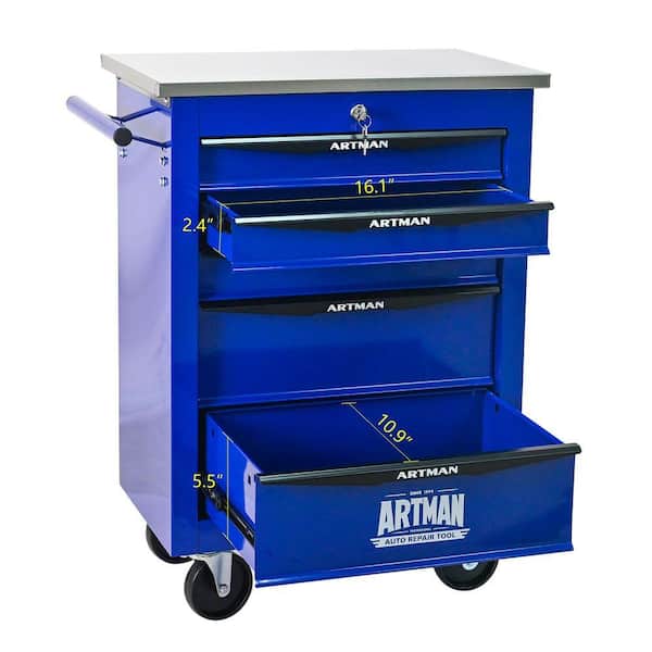 Damodpoy 5-Drawer 13.58 in. W Multi-Purpose Black and Blue Tool