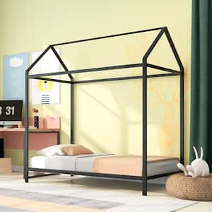 Black Twin Size Metal Platform Bed House Bed