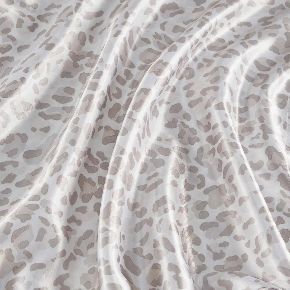 Queen Taupe Leopard Print Satin Sheet Set