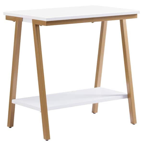 Empiria 24 in. White Rectangle Wood Console Table with Decorative