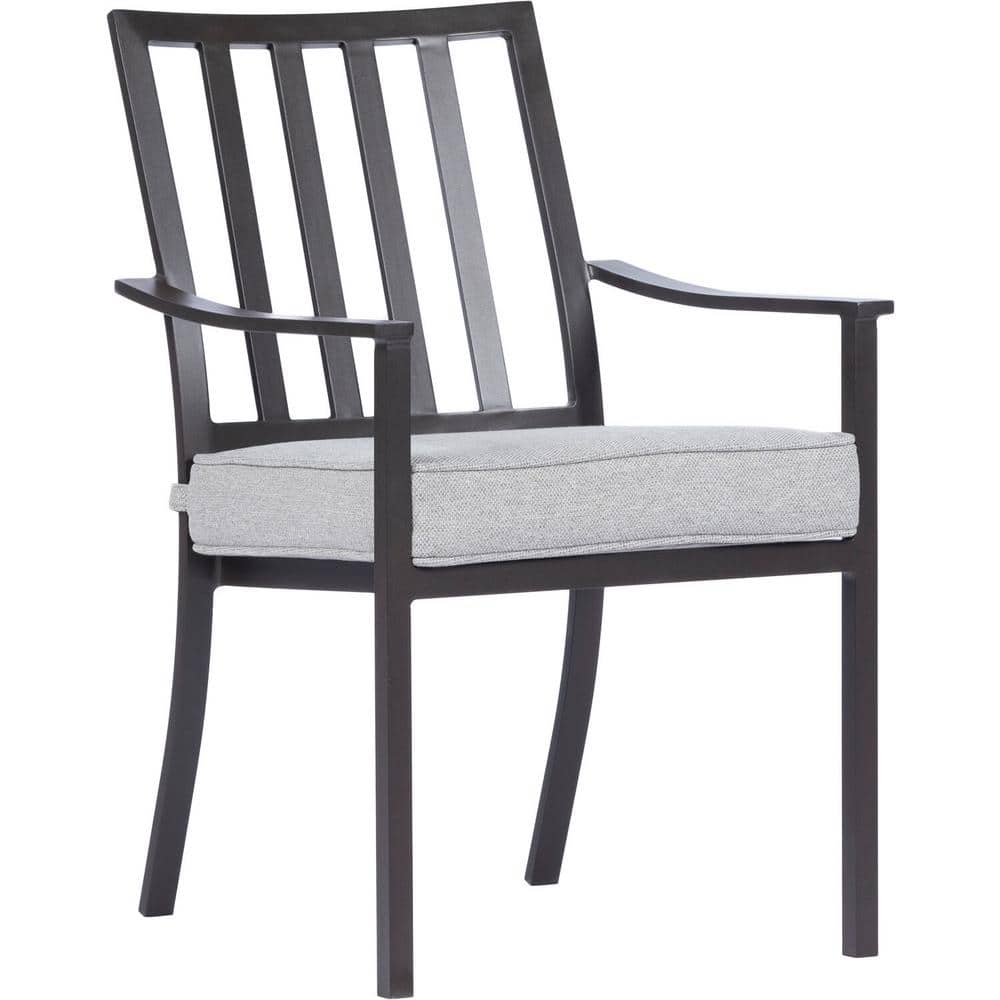 Carter 7-Piece Pewter Grey Aluminum Outdoor Dining Set with Cushions