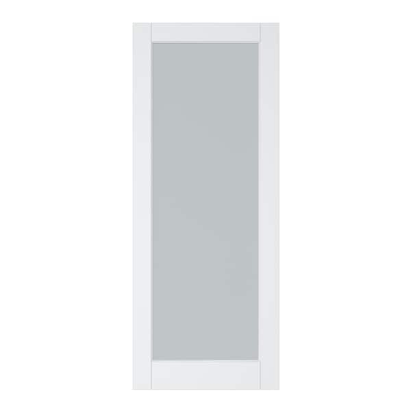 ARK DESIGN 32 in. x 80 in. White Primed 1-Tempered Frosted Glass Lite ...