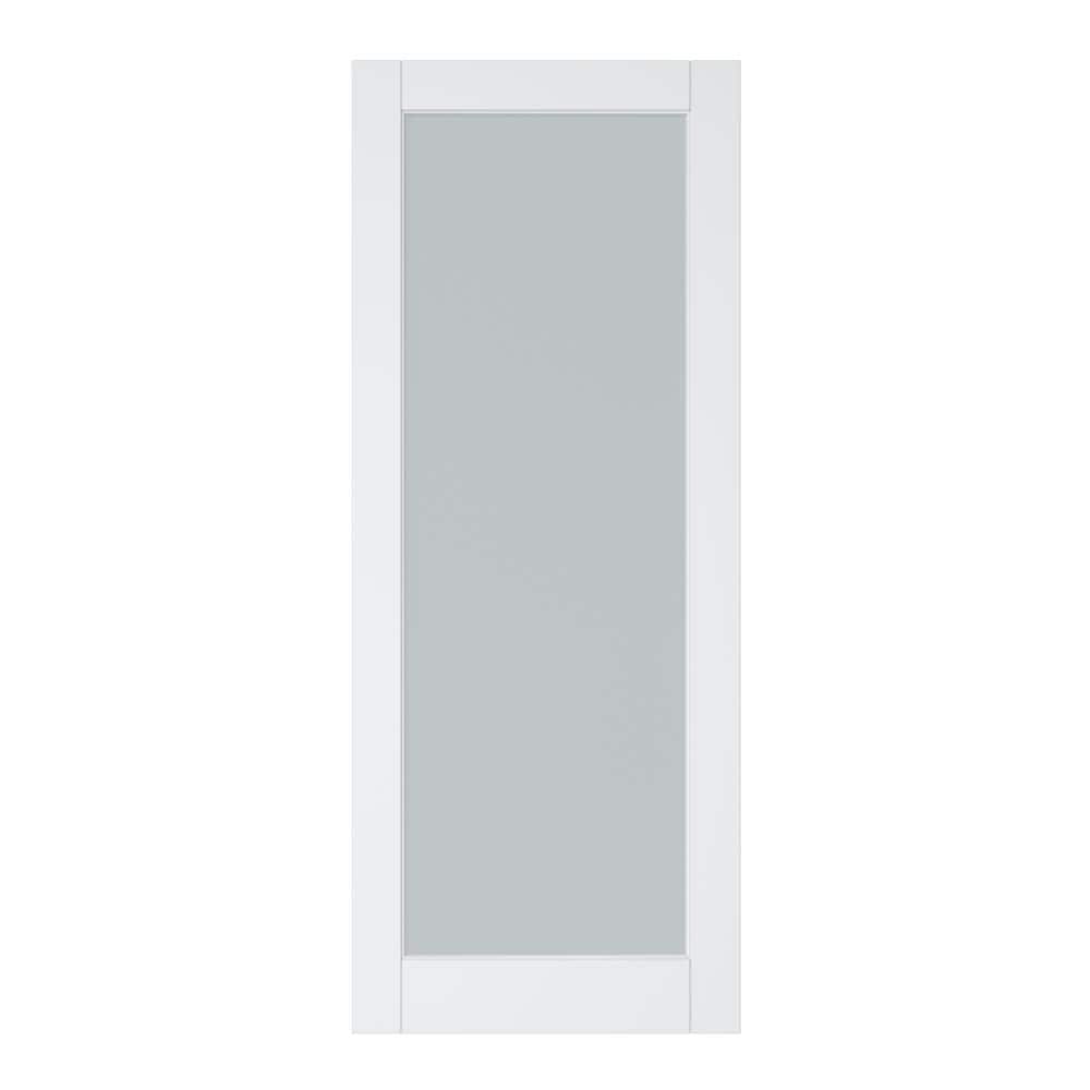 36 in. W. x 80 in. White Primed 1-Tempered Frosted Glass Lite Pocket Door Slab, Standard Door, without Pocket Door Frame price history on PriceWatchPro