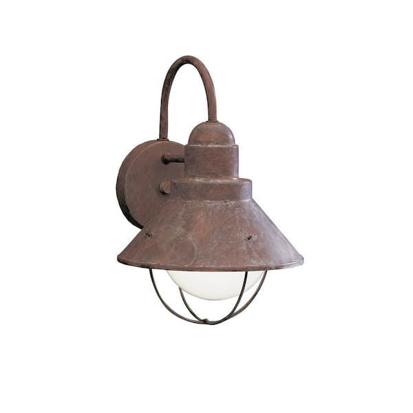 KICHLER Seaside 1-Light Olde Brick Outdoor Hardwired Barn Sconce with No Bulbs Included (1-Pack)