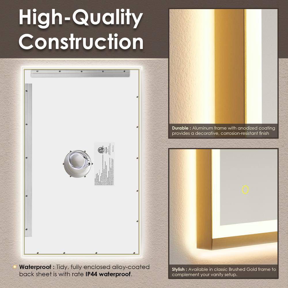 Apollo 48" Gold Aluminum LED Vanity Mirror