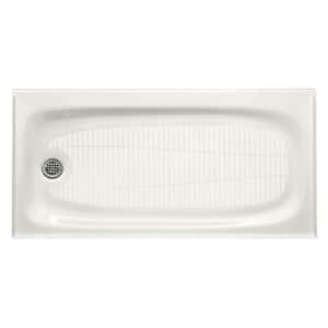 Salient 60 in. x 30 in. Cast Iron Single Threshold Shower Base with Left-Hand Drain in White