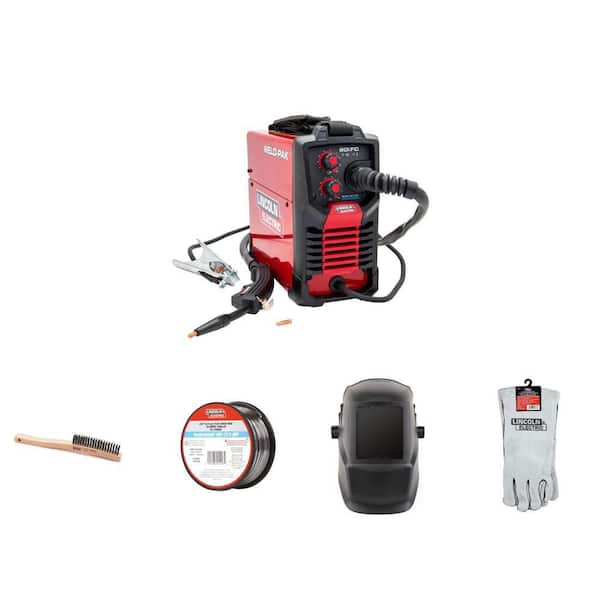 WELD-PAK 90i FC Welder with 14 in. Brush, No. 10 Helmet, .035 in. Flux-Core Wire, and Leather Gloves Combo (5-Piece)