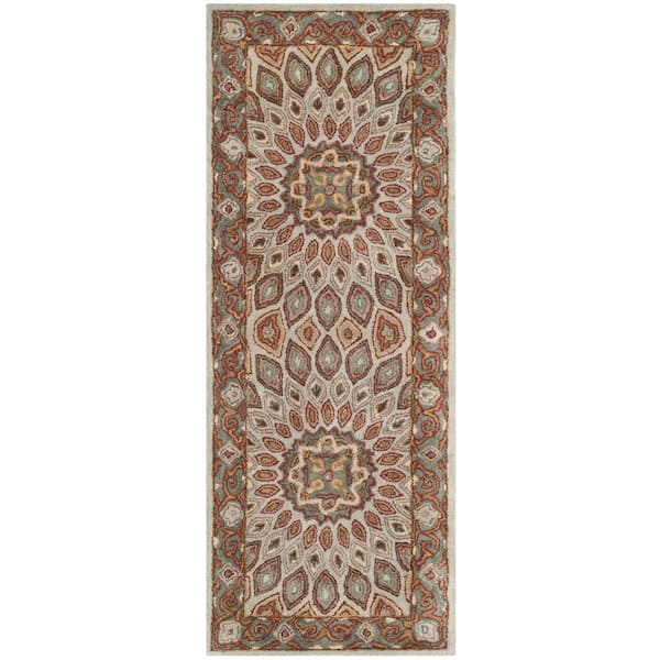 SAFAVIEH Heritage Blue/Grey 2 ft. x 12 ft. Border Runner Rug
