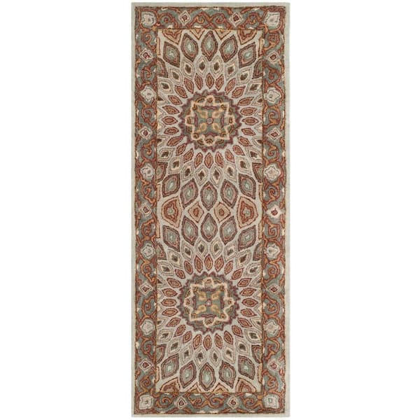 SAFAVIEH Heritage Blue/Grey 2 ft. x 8 ft. Border Runner Rug