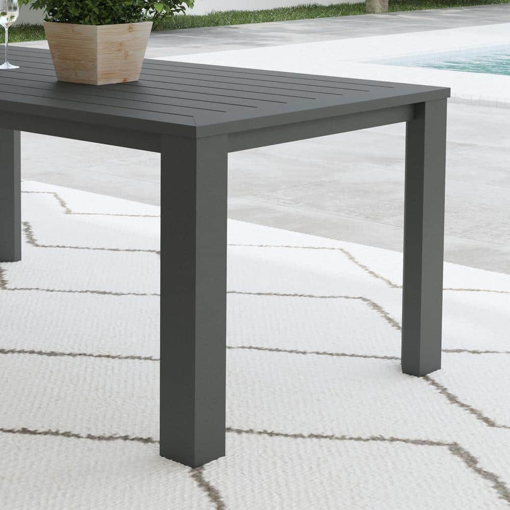 Gray 68" Aluminum Outdoor Dining Table