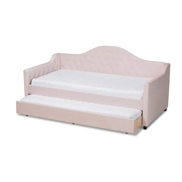 Baxton Studio Perry Light Pink Twin Trundle Daybed