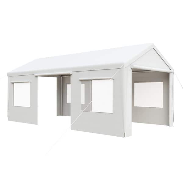 13 ft. x 20 ft. Heavy-Duty Portable Carport with Roll-Up Windows, Removable Sidewalls, Waterproof & UV-Resistant Canopy