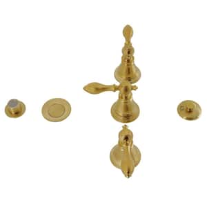 American Classic 3-Handle Bidet Faucet with Brass Pop-Up in Brushed Brass