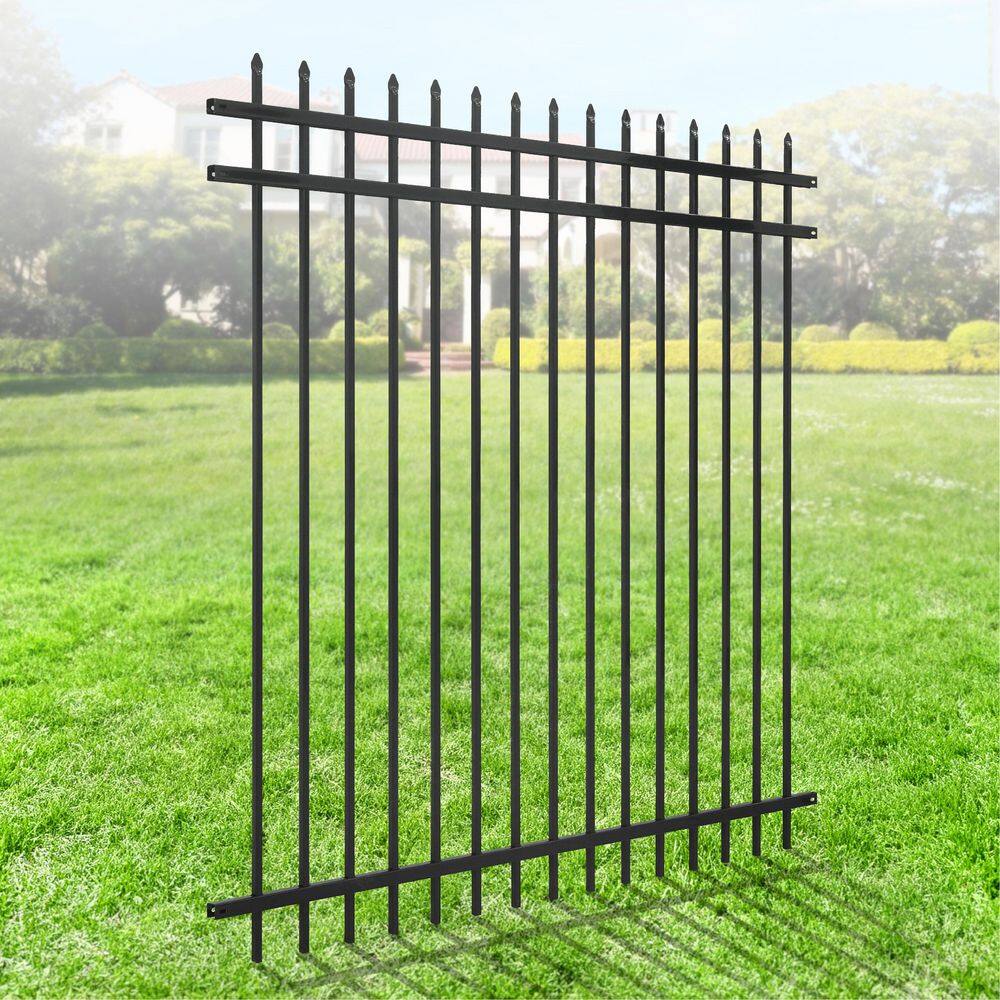 6 ft. x 6 ft. Black Heavy-Duty Steel Ornamental Fence Panel