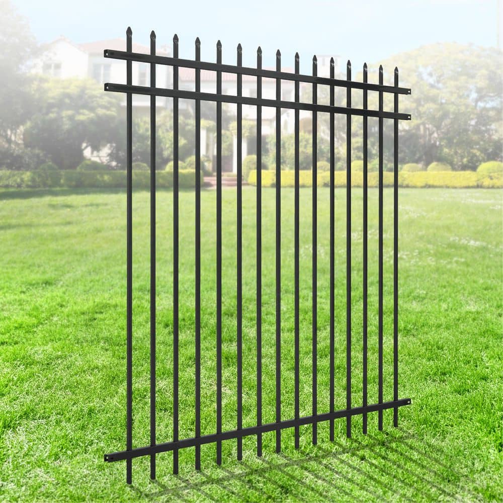 6 ft. x 6 ft. Black Heavy-Duty Steel Ornamental Fence Panel