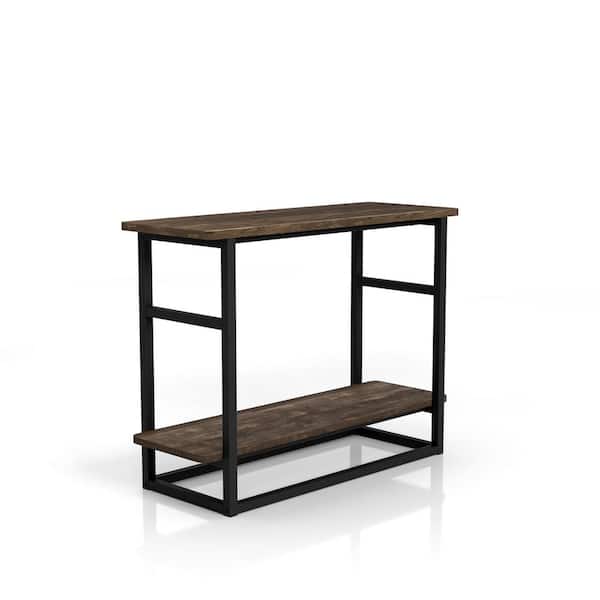 Furniture of America Orenda 31.5 in. Reclaimed Oak Rectangle Wood End Table with Shelf