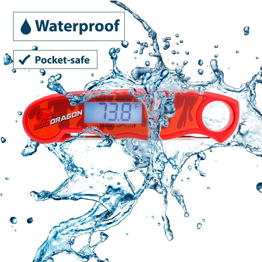 BBQ Dragon Red Digital Waterproof Instant-Read Meat Thermometer