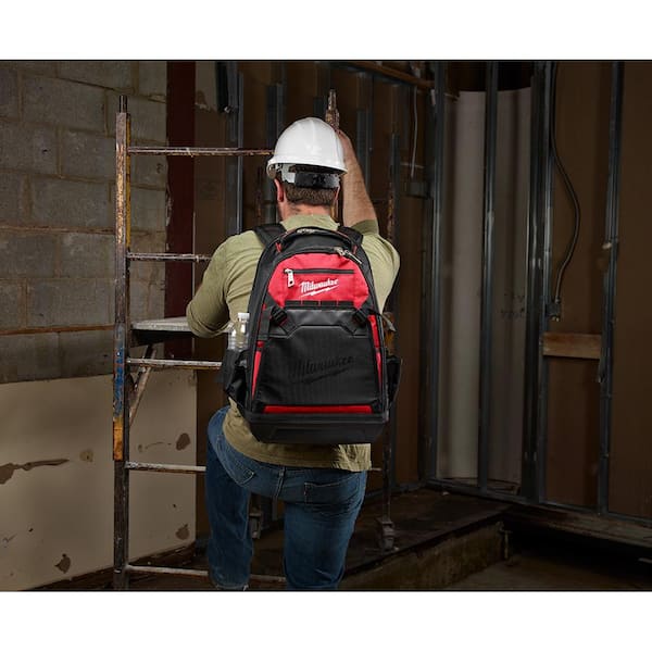 Milwaukee Jobsite Tool Backpack Storage Padded Handle Zippered Top standard Red 