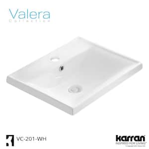Valera 20 in. Top Mount Vitreous China Bathroom Sink in White with Overflow Drain