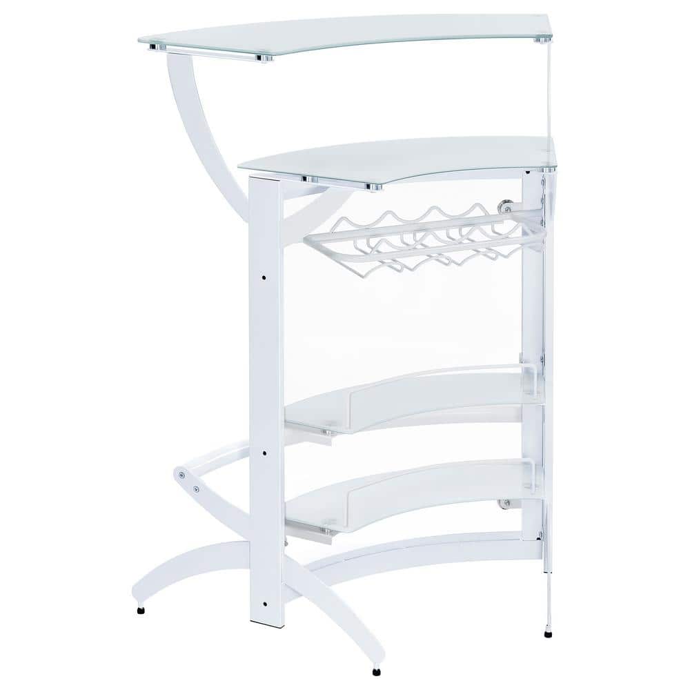 White Acrylic and Glass Half Circle Home Bar