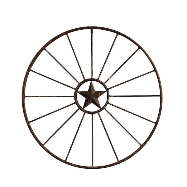 Storied Home Metal Brown Wagon Wheel Wall Decor